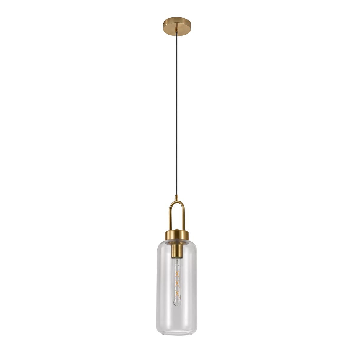 HOUSE NORDIC Luton loftlampe, cylinderformet - klar glas og messing stål (Ø13)