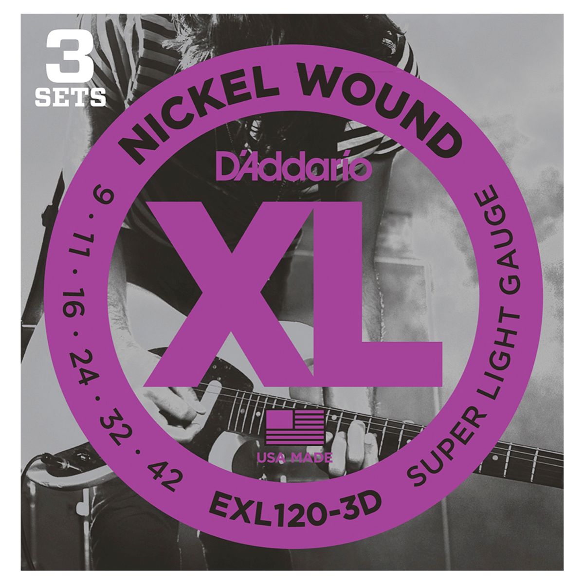 D'Addario EXL120-3D 3 pack El-guitar strenge 0.09 - 0.42