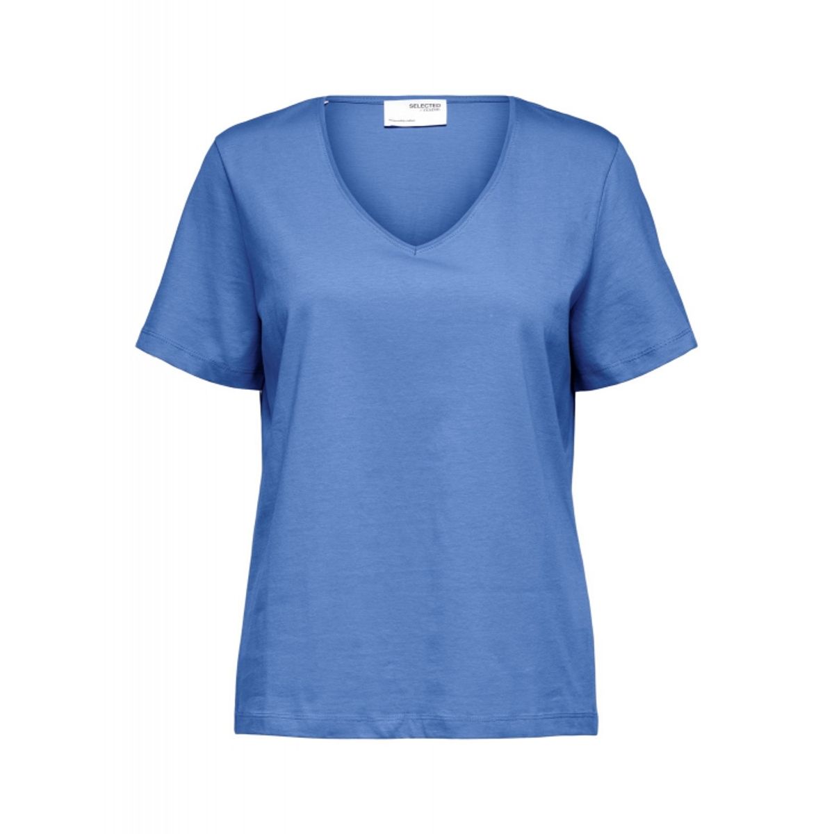 Selected klassisk t-shirt med v-hals i ultramarine til kvinder