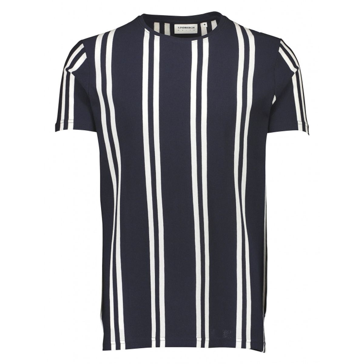 Lindbergh T-shirt i navy med striber til herre