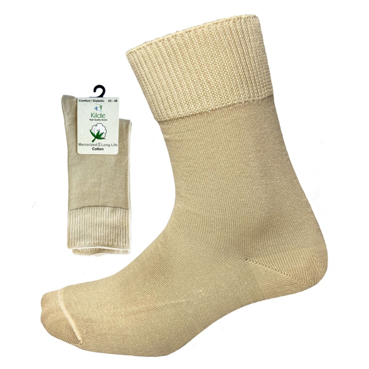 Kilde ® Comfort & Diabetes, bomulds ankelstrømper i beige. Unisex