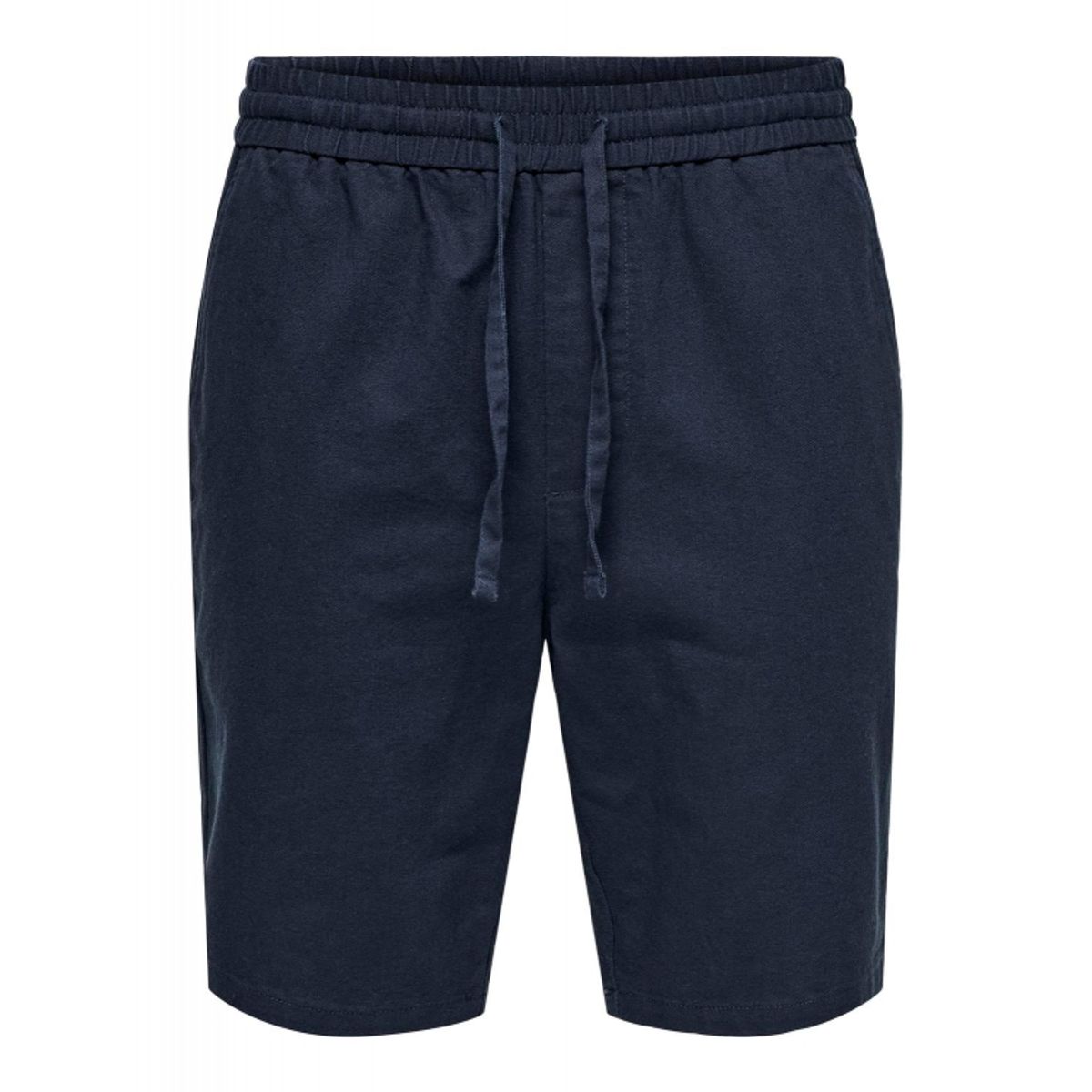 ONLY & SONS shorts i bomuld-hør blanding i navy til herre