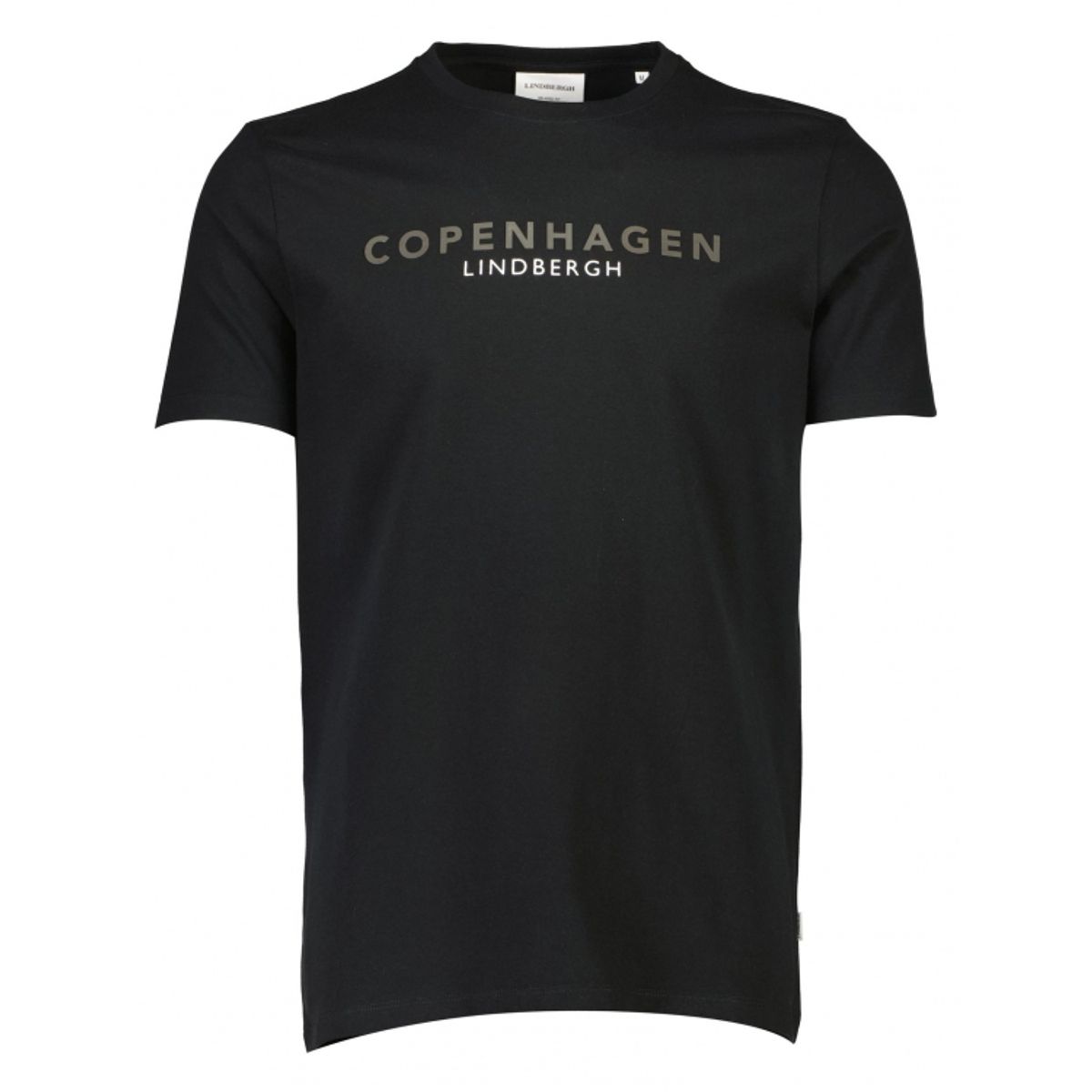 Lindbergh O-Neck T-shirt i sort m. logo til herre