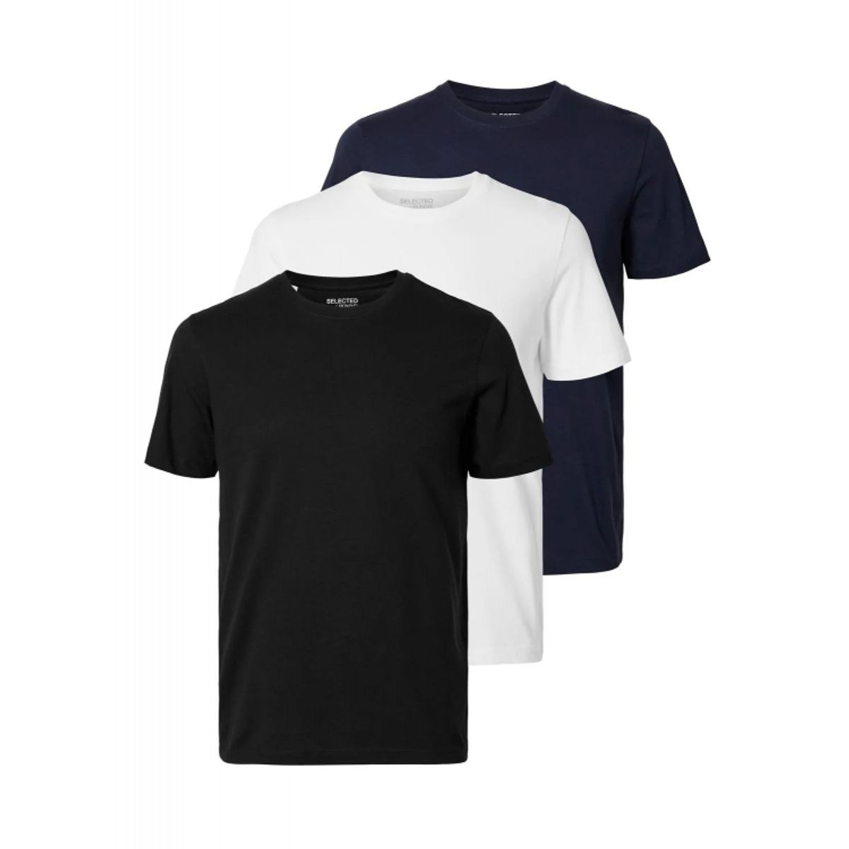 Selected Homme 3pak t-shirt i multifarvet til herre