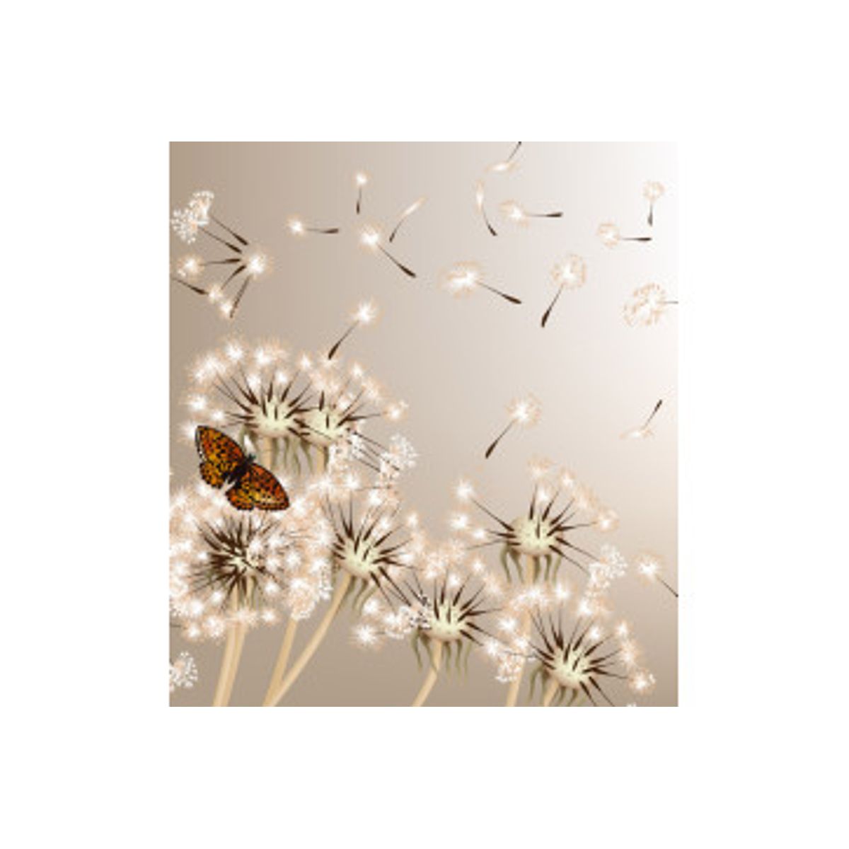 Fototapet - Dandelions And Butterfly