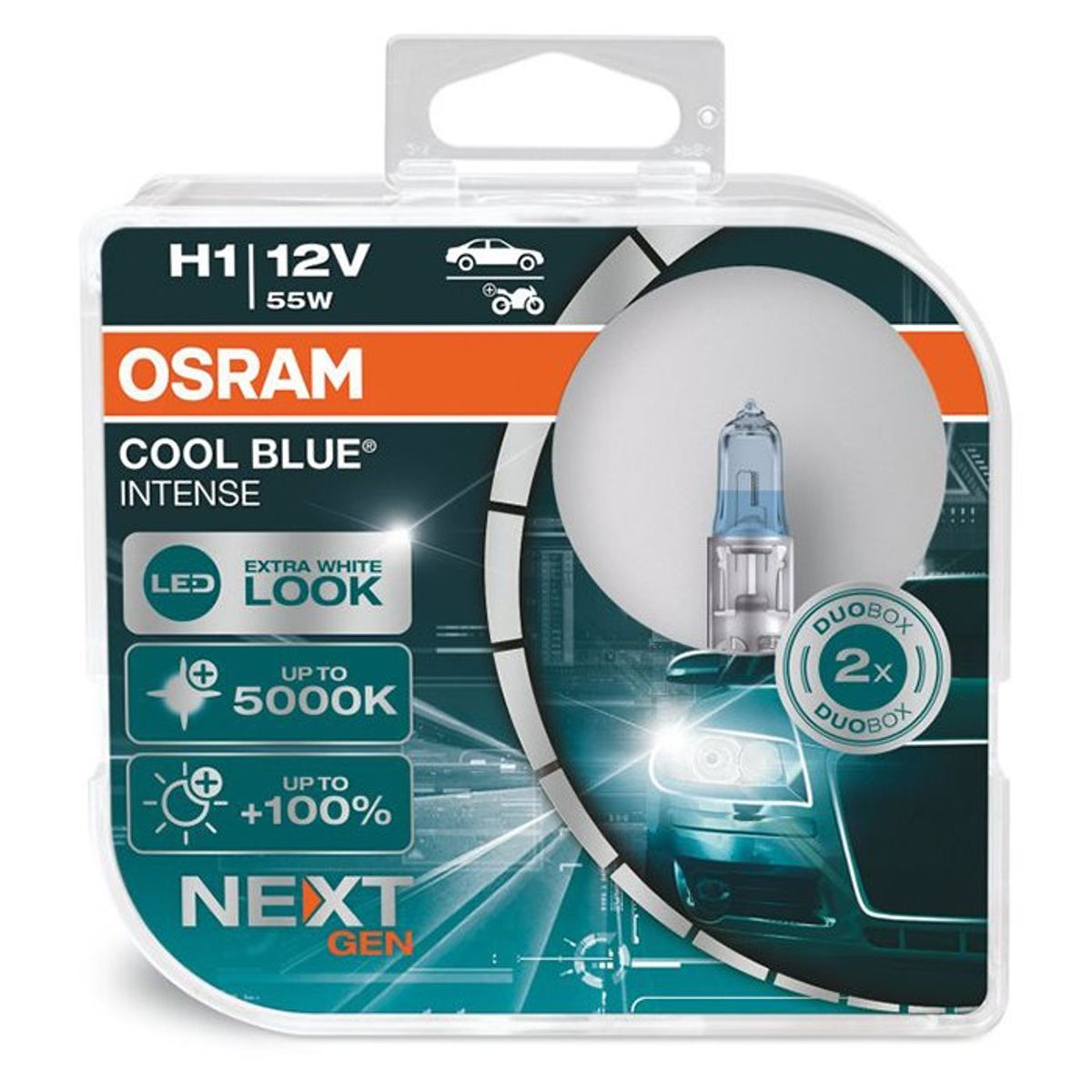 Osram Cool Blue Intense Next Gen H1 55W 12V - 2 stk.