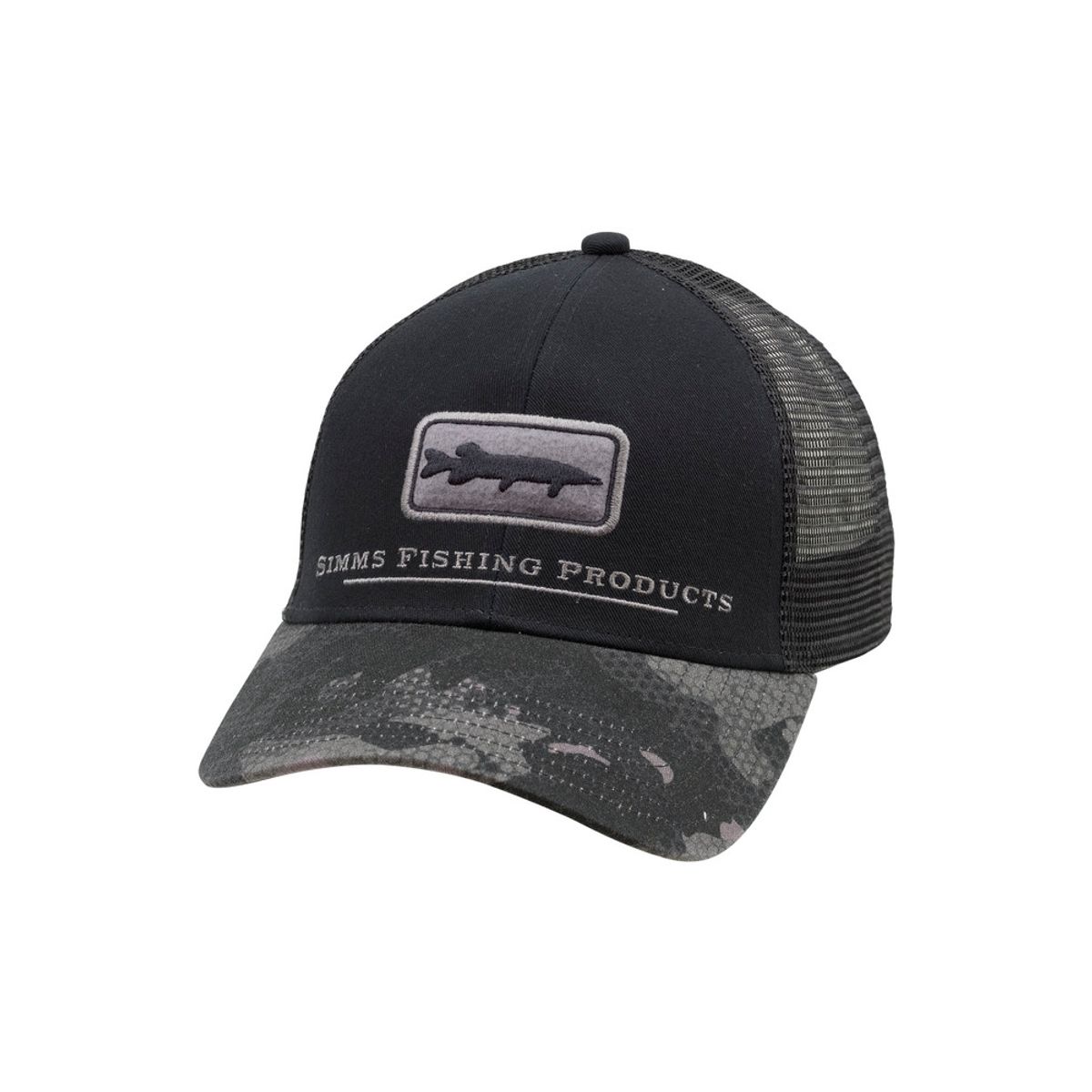 Simms Icon Trucker Cap Musky Hex Flo Camo Carbon