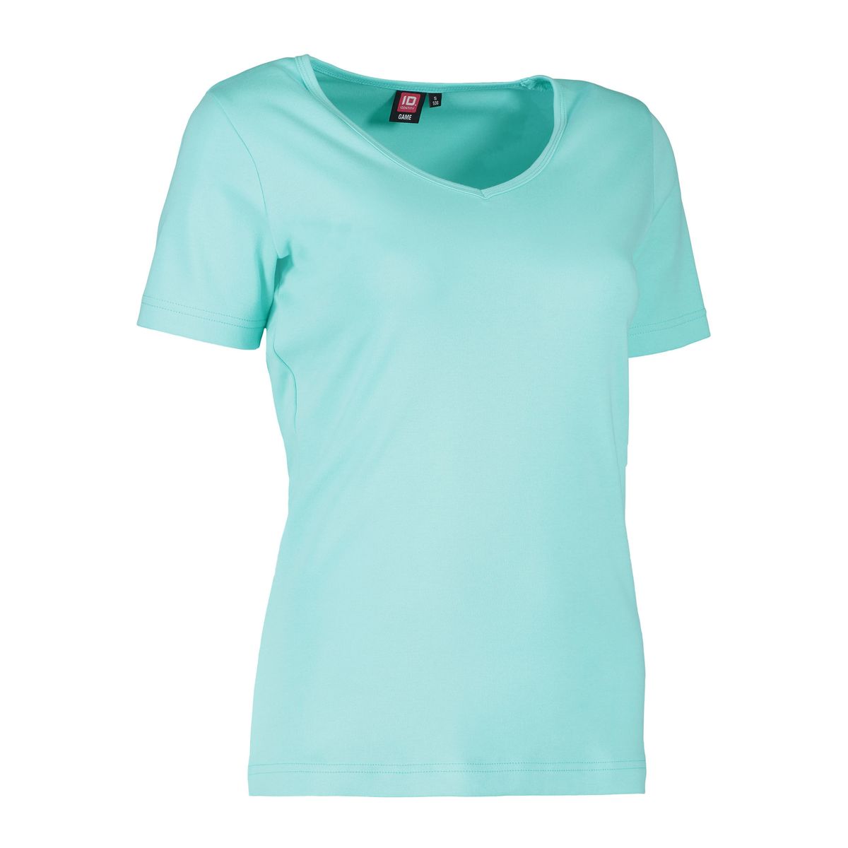 Dame t-shirt i mint med v-hals - L