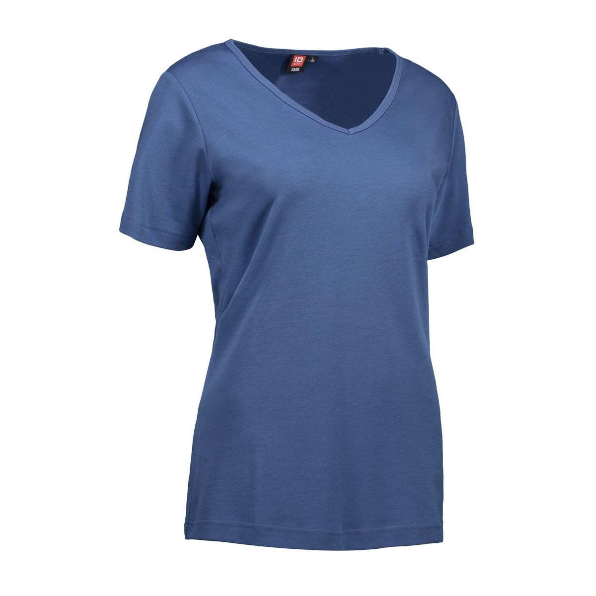 Indigo farvet dame t-shirt med v-hals - 2XL