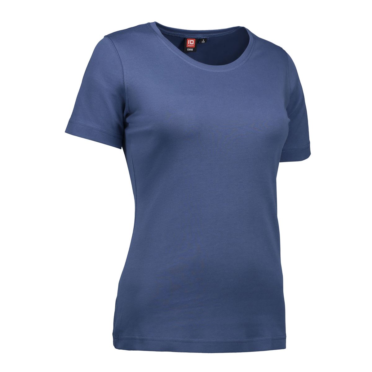 Indigo farvet t-shirt med rund hals til damer - M