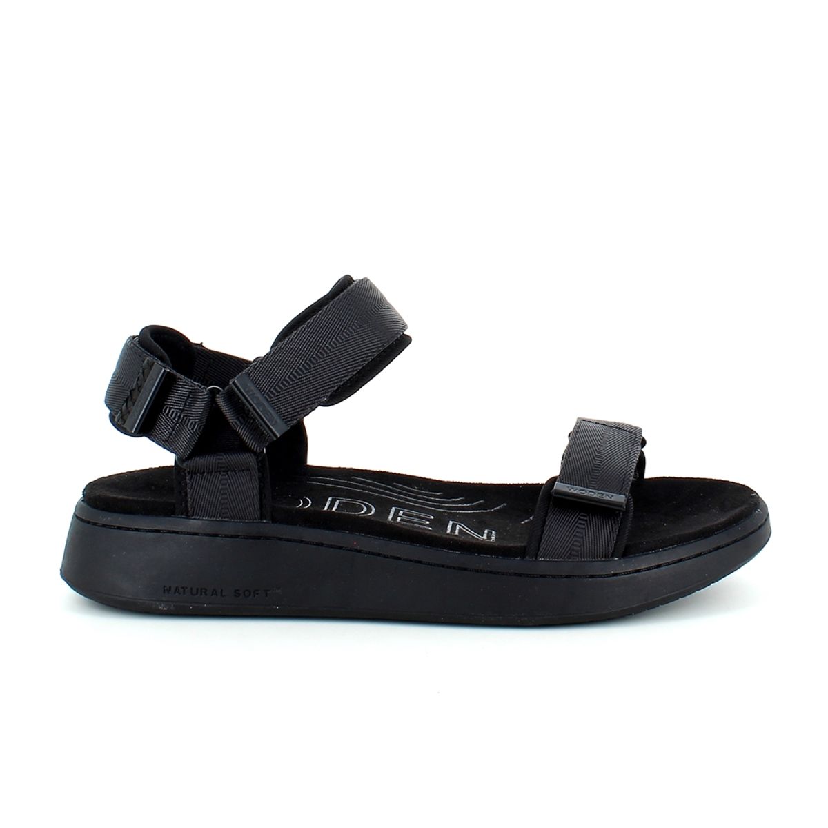 Sort Woden sandal med velcro remme og god komfort - 40