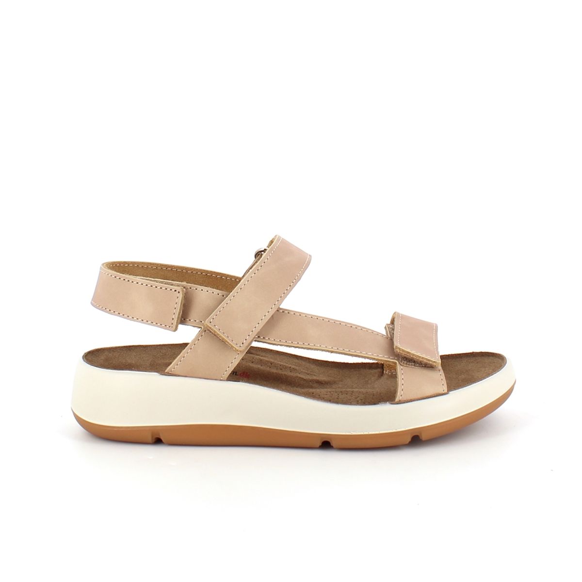 Beige skindsandal med tre indstillelige remme og svangstøtte - 37