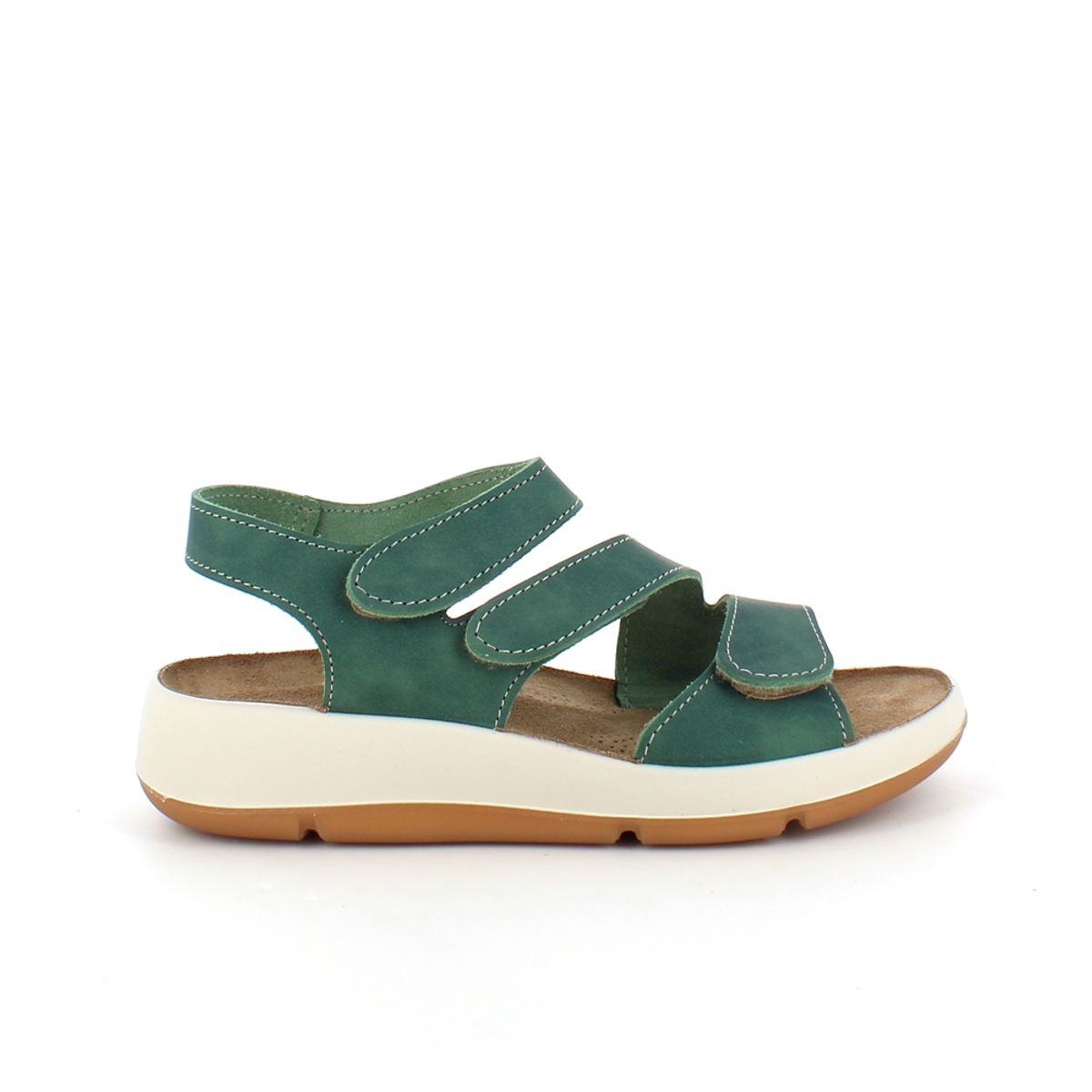 Elegant grøn skindsandal med justerbare remme - 42